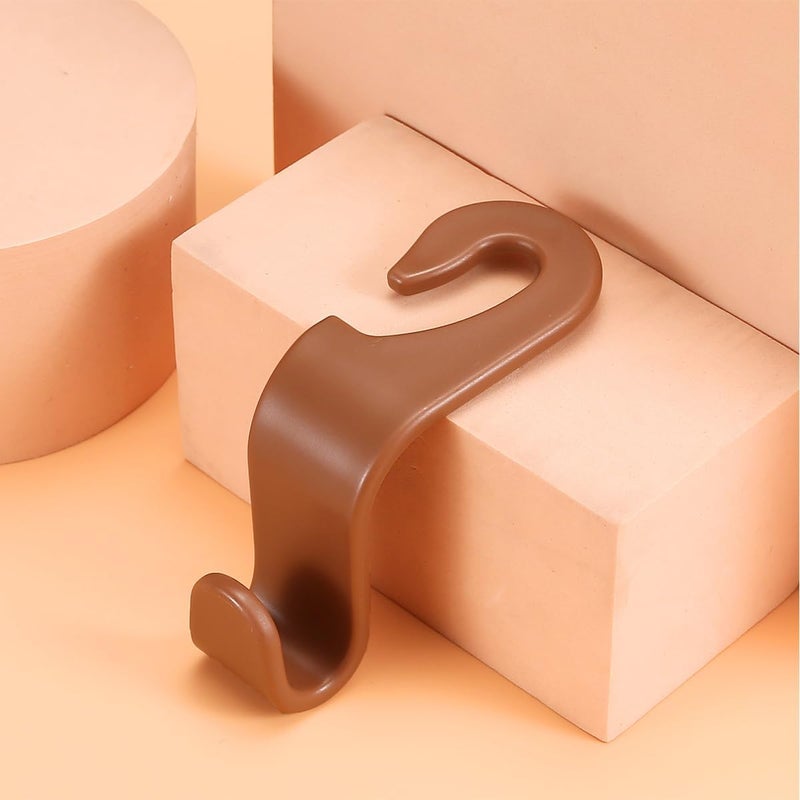Hanemia 4PCS Car Back Seat Headrest Hooks, Rear Car Seat Storage Headrest Hanger Holder Hooks Organizer, Universal Auto Interior Accessories for Bag Purse Handbag Cloth Coats Grocery (Brown) - Image 2